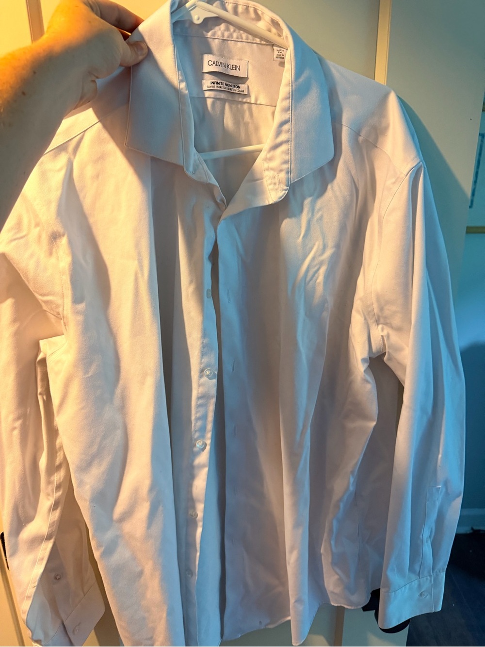Calvin Klein White Long-Sleeve Button Shirt